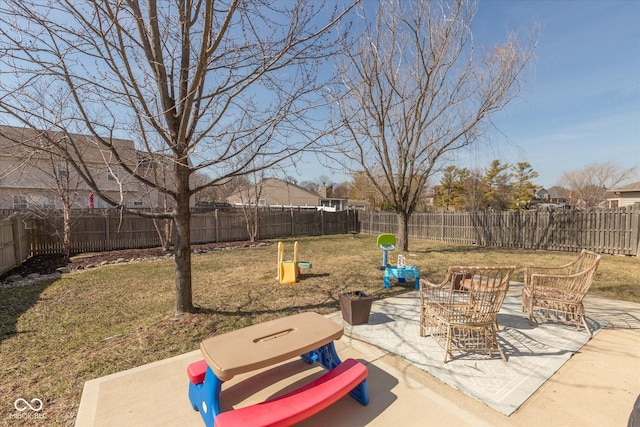 view of patio featuring a fenced backyard