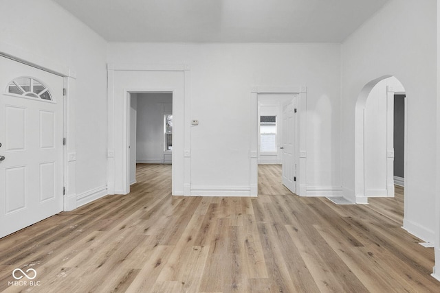 interior space with light hardwood / wood-style flooring