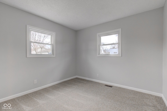 empty room featuring carpet floors and a textured ceiling