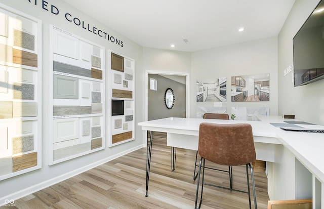 office space featuring light hardwood / wood-style floors