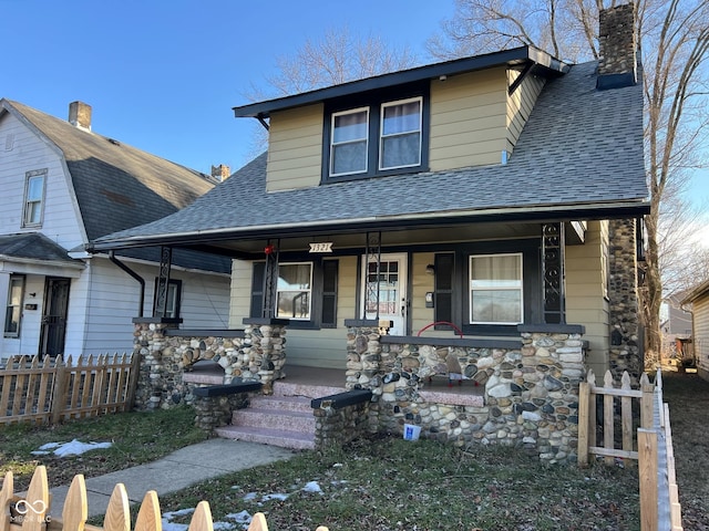 view of front of home with covered porch