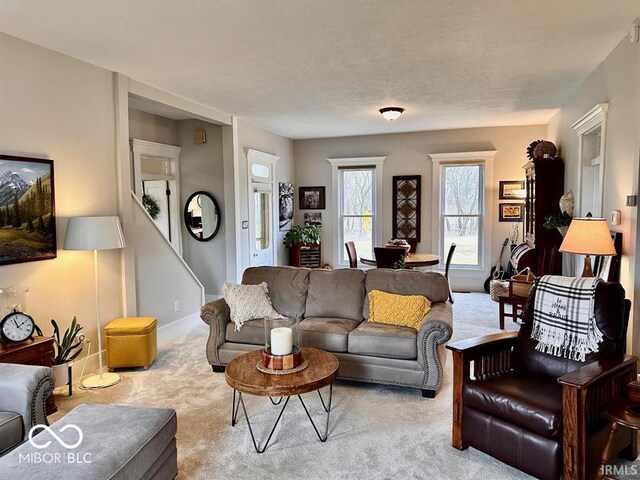 12801 E Edgewater Rd, Albany, IN 47320 - living room with carpet floors and baseboards