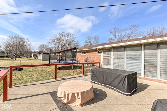 view of patio / terrace featuring a trampoline