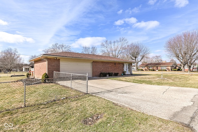 view of property exterior featuring a yard and a garage