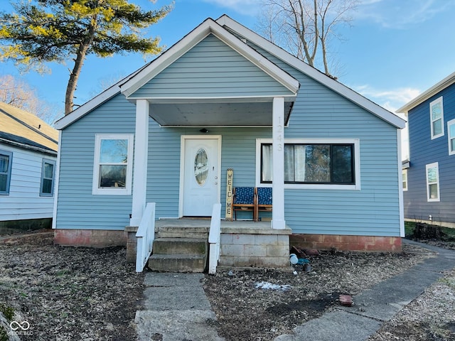 bungalow featuring covered porch