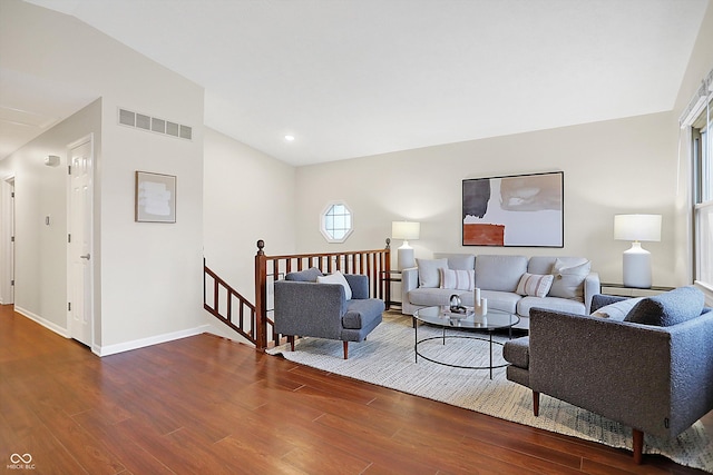 living room featuring wood-type flooring