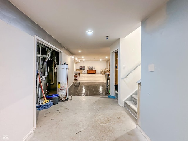 basement with water heater