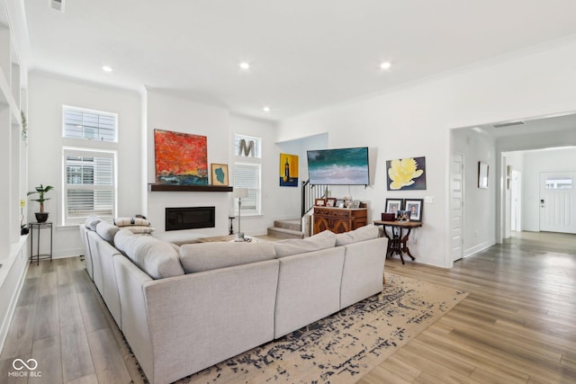 living room featuring light hardwood / wood-style floors