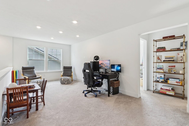 office with light colored carpet