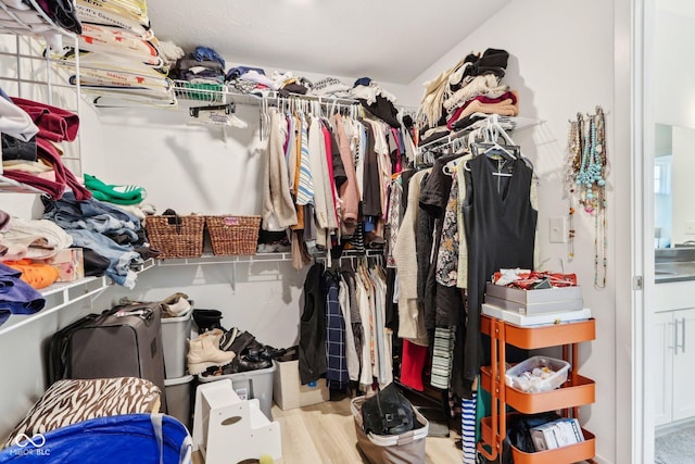 spacious closet with light hardwood / wood-style floors