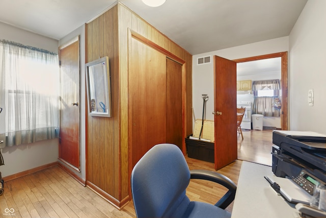 office space featuring light hardwood / wood-style floors