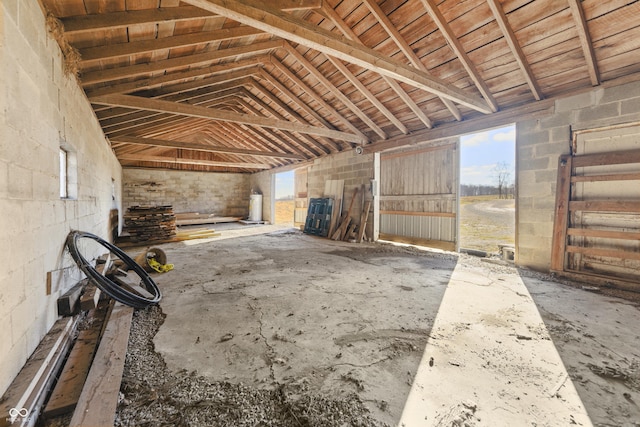 misc room with vaulted ceiling