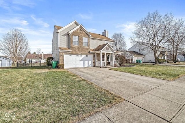 front of property featuring a garage and a front lawn