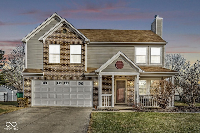 view of front facade with a garage