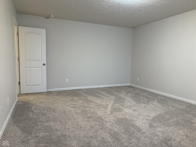 spare room featuring carpet and a textured ceiling