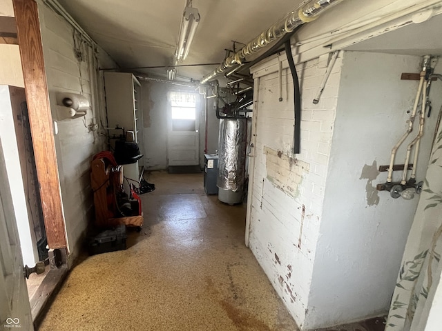 basement featuring water heater