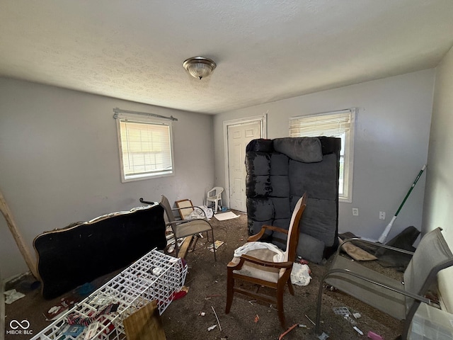 interior space featuring a textured ceiling