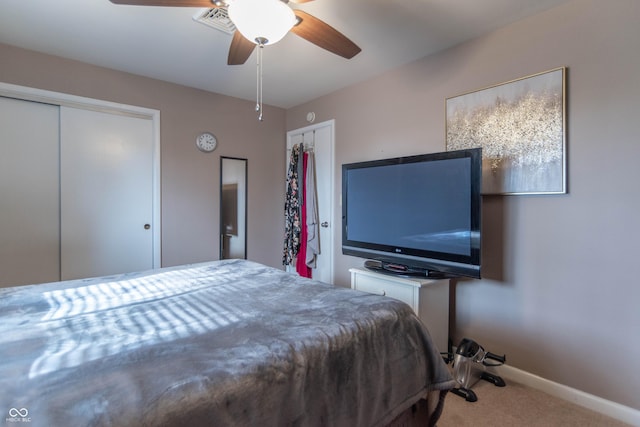 bedroom with carpet and ceiling fan