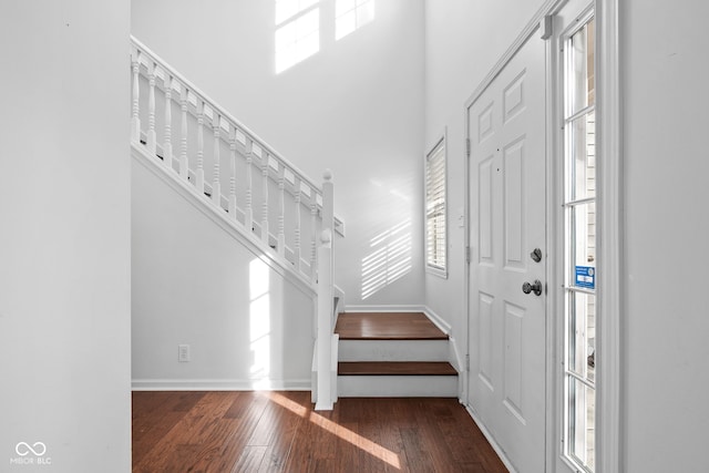 entrance foyer featuring dark hardwood / wood-style floors