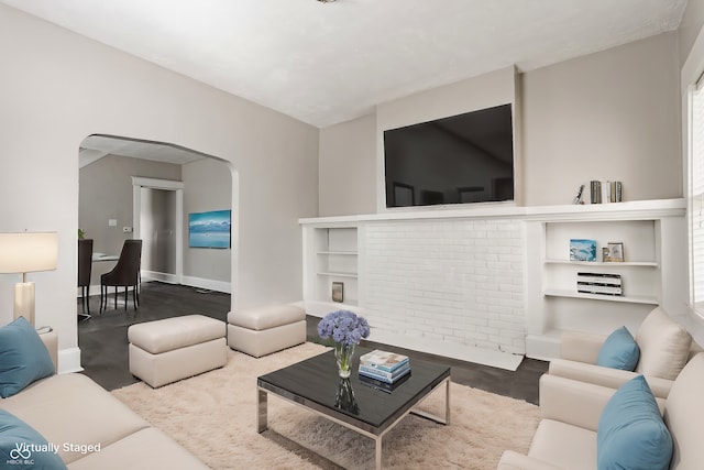 living room with concrete flooring