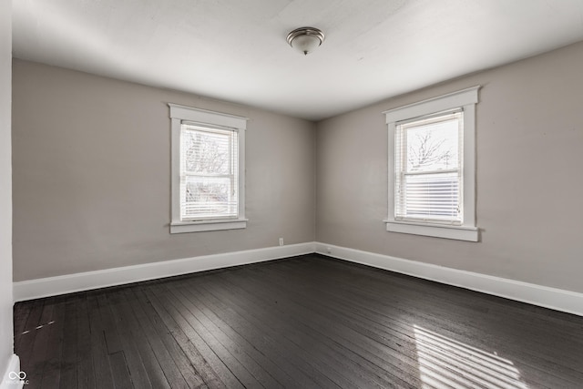 empty room with dark wood-type flooring