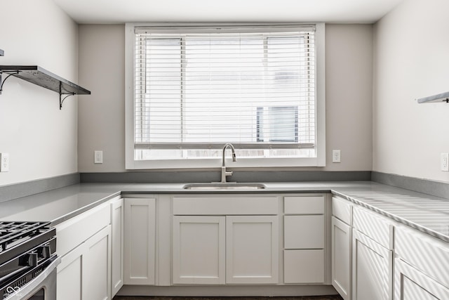 kitchen featuring sink and white cabinets