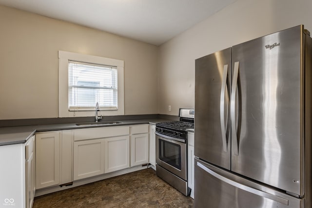 kitchen featuring white cabinetry, sink, and stainless steel appliances