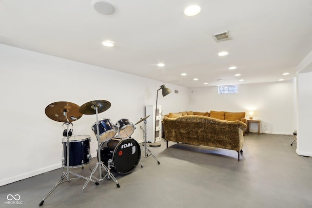 bedroom with concrete flooring