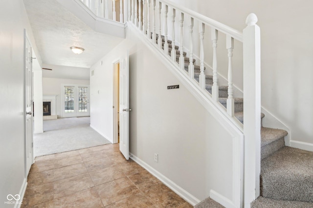 stairs with carpet flooring