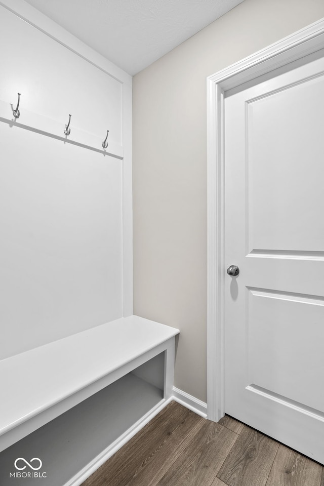 mudroom with dark wood-type flooring