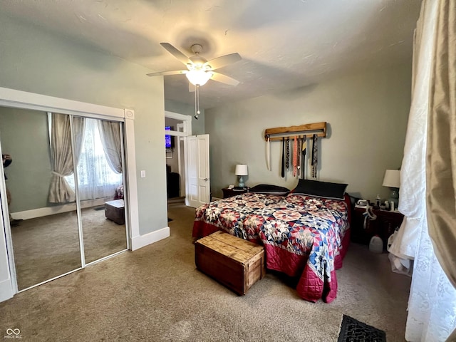 bedroom with carpet and ceiling fan