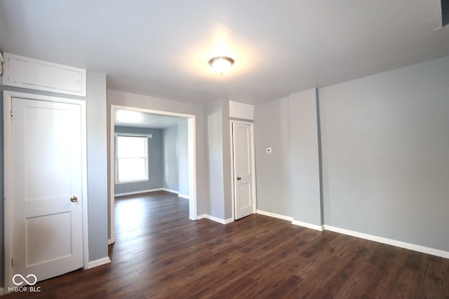 empty room with dark wood-type flooring