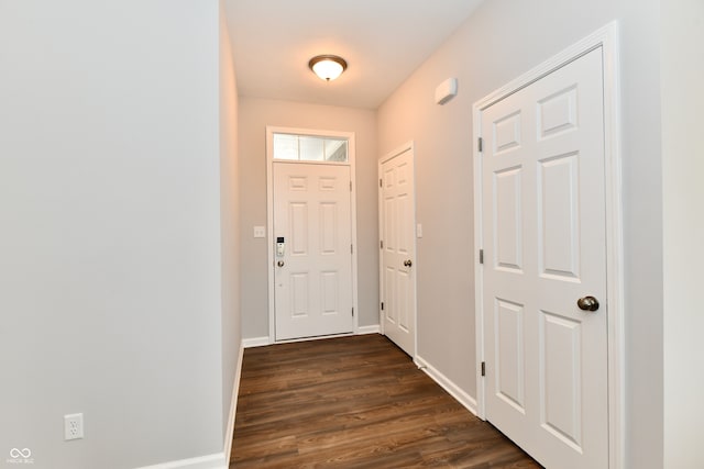 entryway with dark wood-type flooring