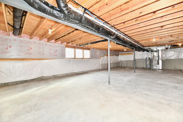 basement featuring electric water heater