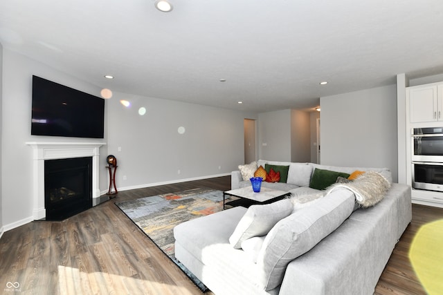 living room featuring dark hardwood / wood-style floors