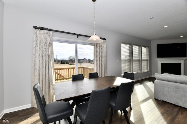 dining area with hardwood / wood-style floors