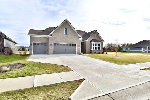 craftsman-style home with a garage and a front yard