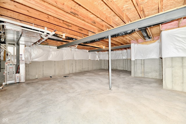 basement with heating unit