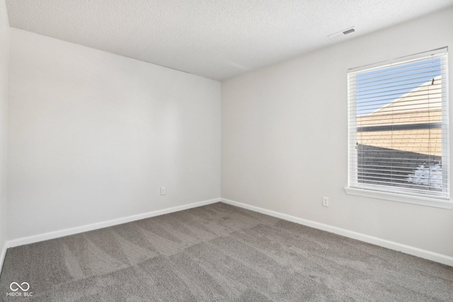 carpeted spare room featuring a textured ceiling