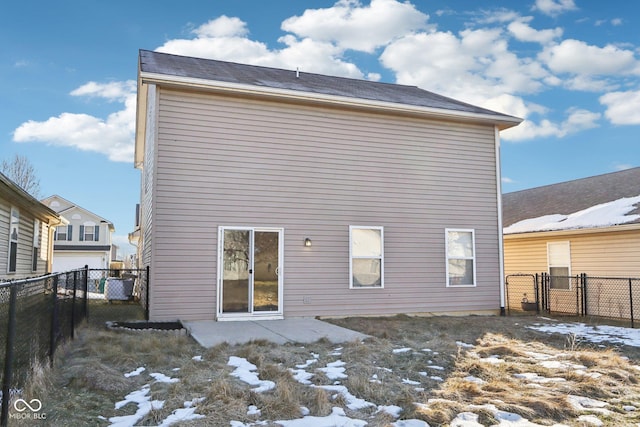 view of snow covered property