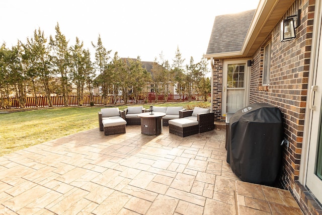 view of patio / terrace with outdoor lounge area and area for grilling