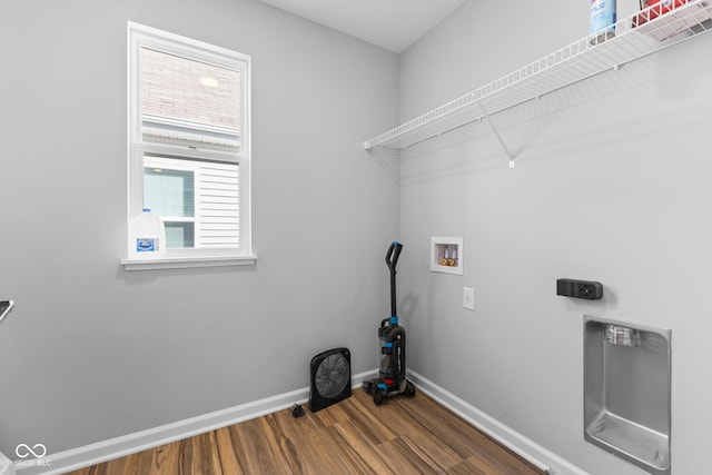 laundry area featuring hookup for a washing machine and wood-type flooring