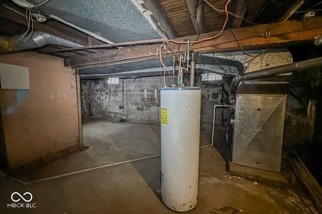 basement with water heater