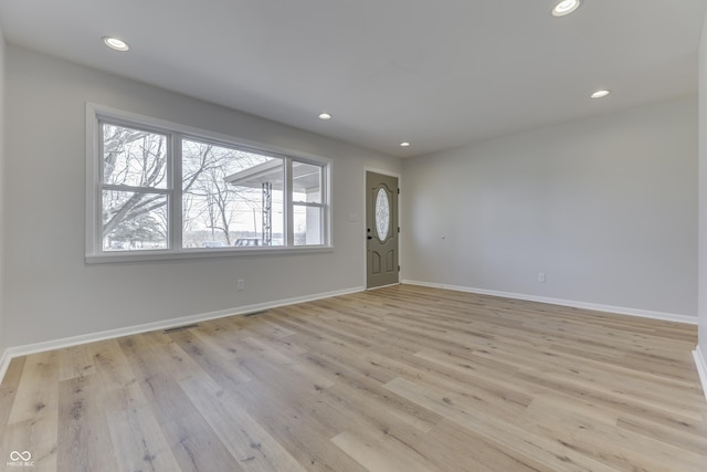 interior space with light hardwood / wood-style flooring