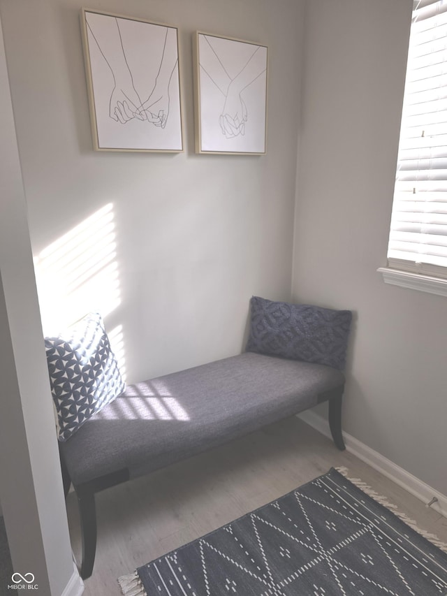 sitting room with hardwood / wood-style flooring