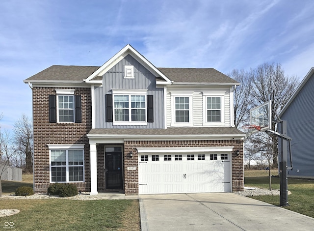 front of property featuring a garage and a front yard