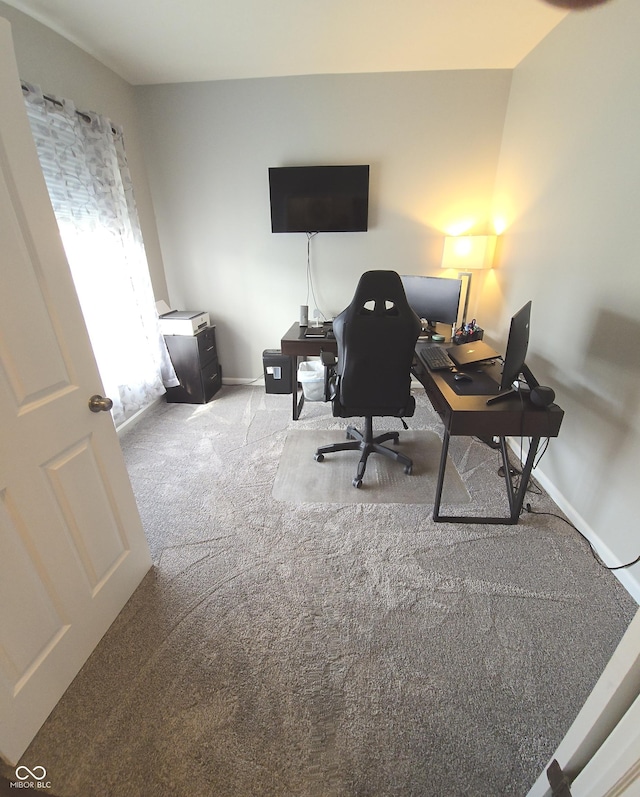 view of carpeted home office