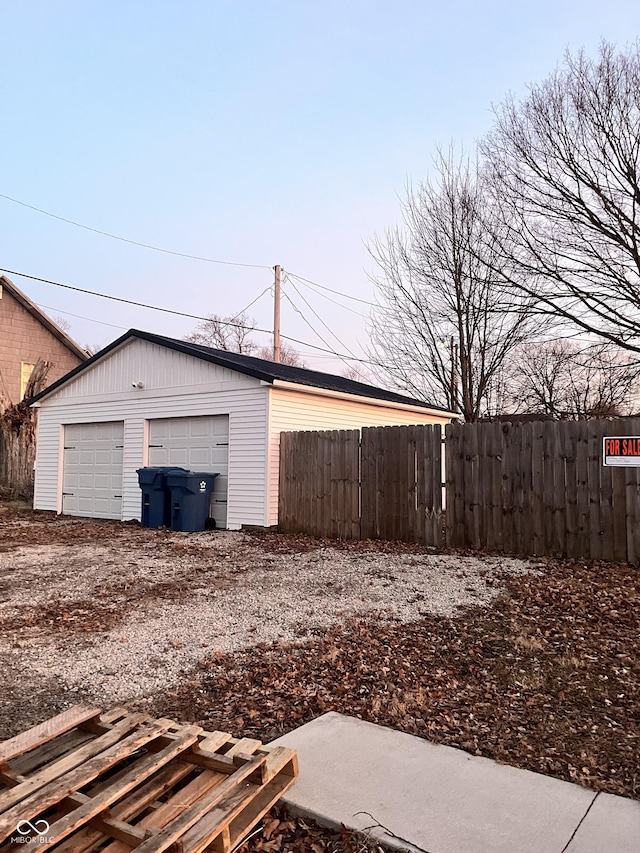 view of garage