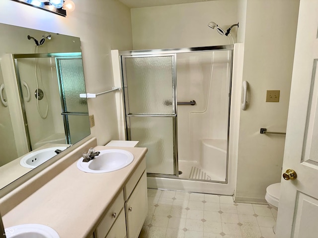1348 Mccormicks Cir, Danville, IN 46122 - bathroom with a stall shower, toilet, and double vanity