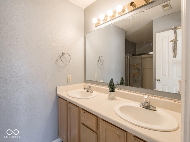 6264 Whitaker Farms Dr, Indianapolis, IN 46237 - bathroom with vanity and a shower with shower door